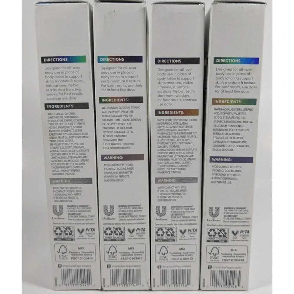 Dove Cream Serum 4 Pc Set - Hyaluronic, Retinol, Probiotic & Niacinamide 8 oz Ea